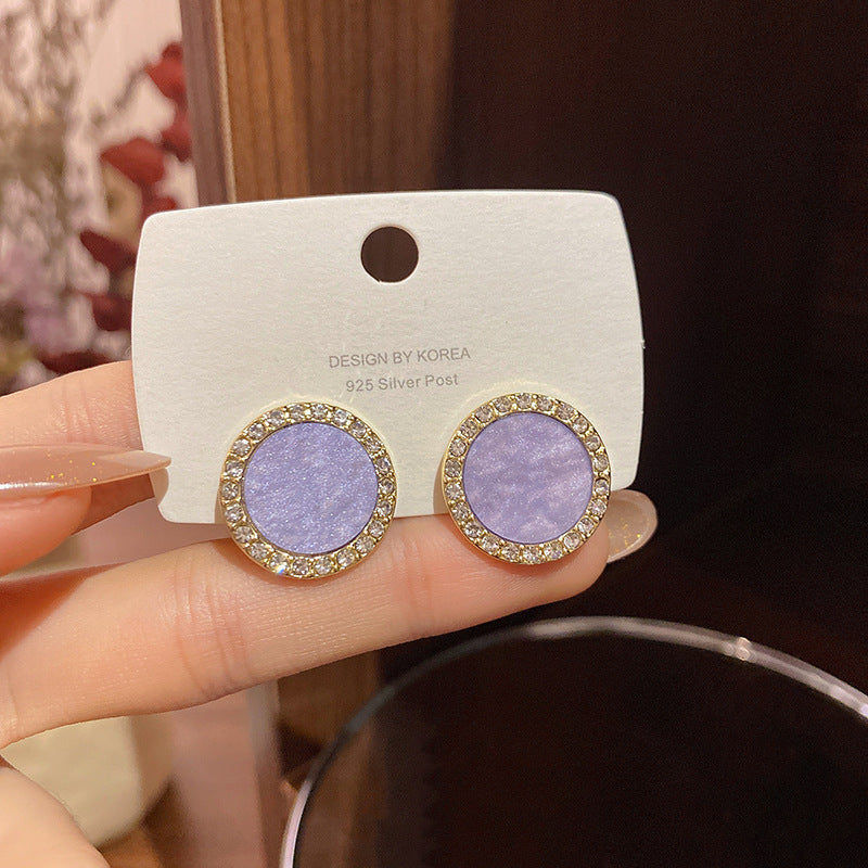 Pendientes de aleación de diamantes geométricos morados al por mayor